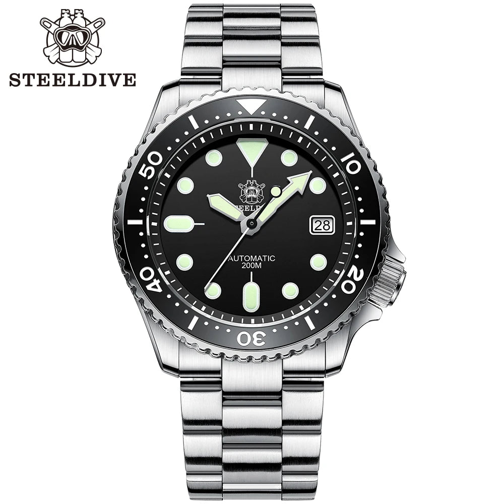 Steeldive SD1996 Men's Dive Watch – 41mm Automatic NH35 Mechanical Diver Watch with Bracelet