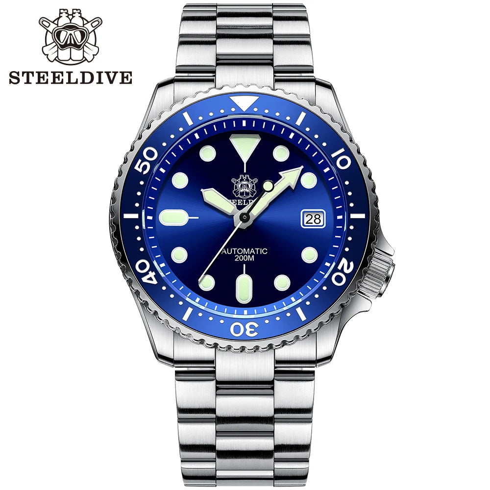Steeldive SD1996 Men's Dive Watch – 41mm Automatic NH35 Mechanical Diver Watch with Bracelet