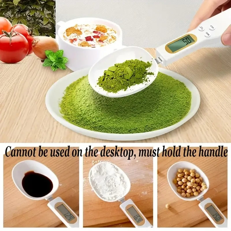 Mini Digital Kitchen Scale with Spoon – LCD Food Scale, 0.1-500g for Cooking & Baking