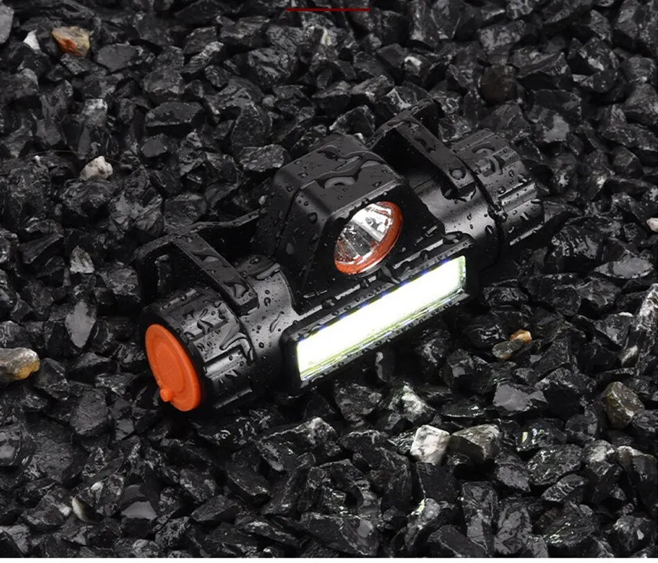 Rechargeable COB LED USB Headlamp with Magnetic Mount - Waterproof & Super Bright for Outdoors