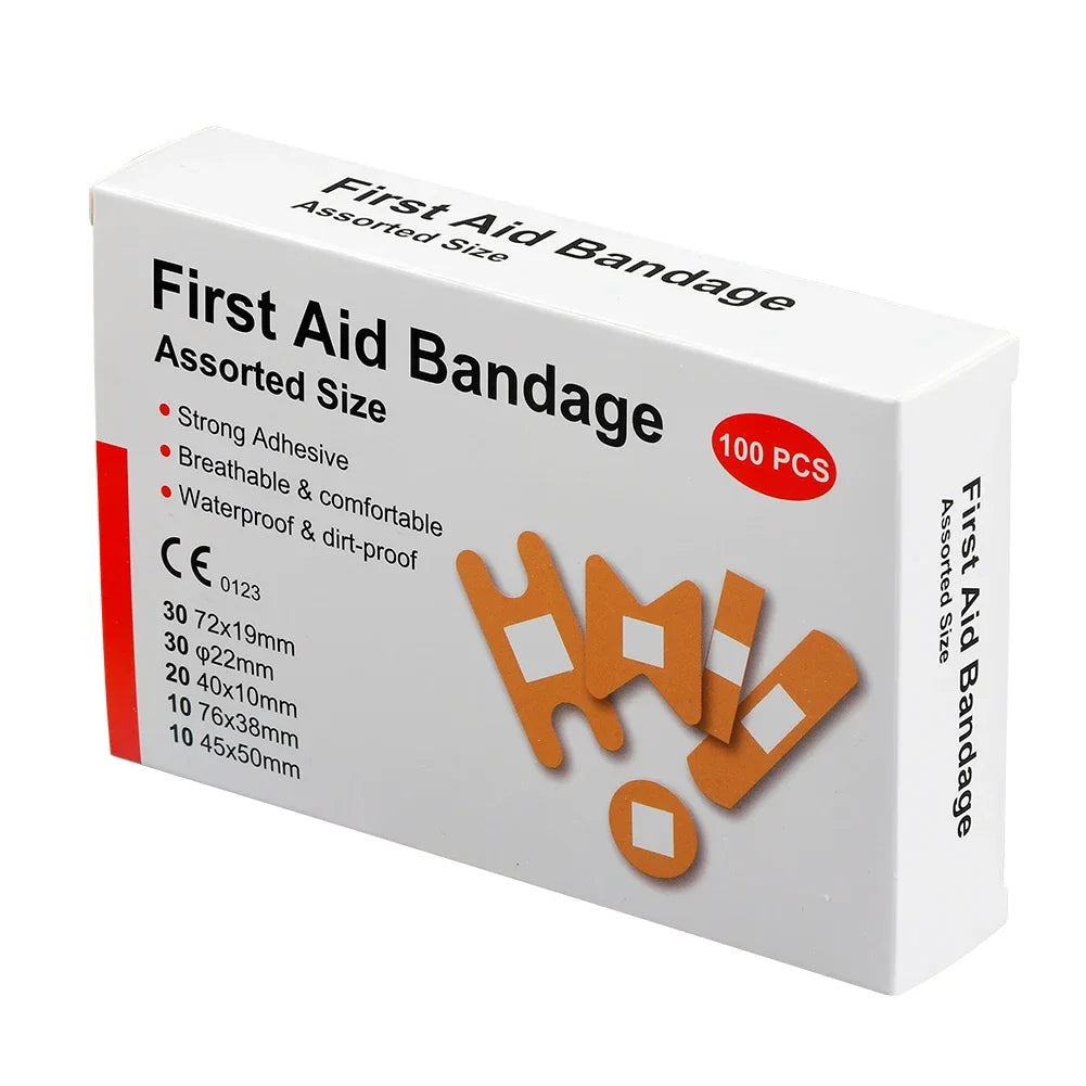 100pcs Variety Shapes Waterproof Bandage Breathable First Band Aid Wound Dressing Medical Tape Wound Plaster Bandaids Pansement