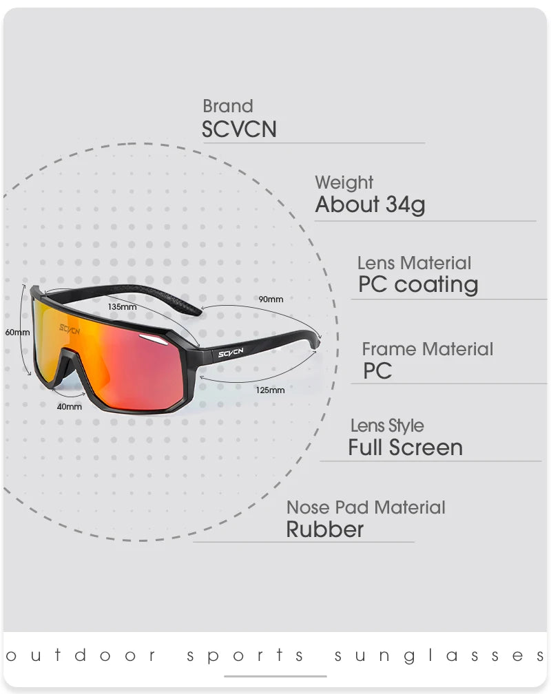 SCVCN Cycling Glasses Men & Women UV400 Outdoor Sports Sunglasses for MTB, Bike & Hiking
