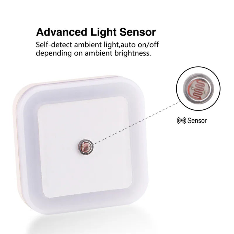 Wireless LED Night Light with Sensor - EU/US Plug for Bedroom, Child’s Room & Living Room