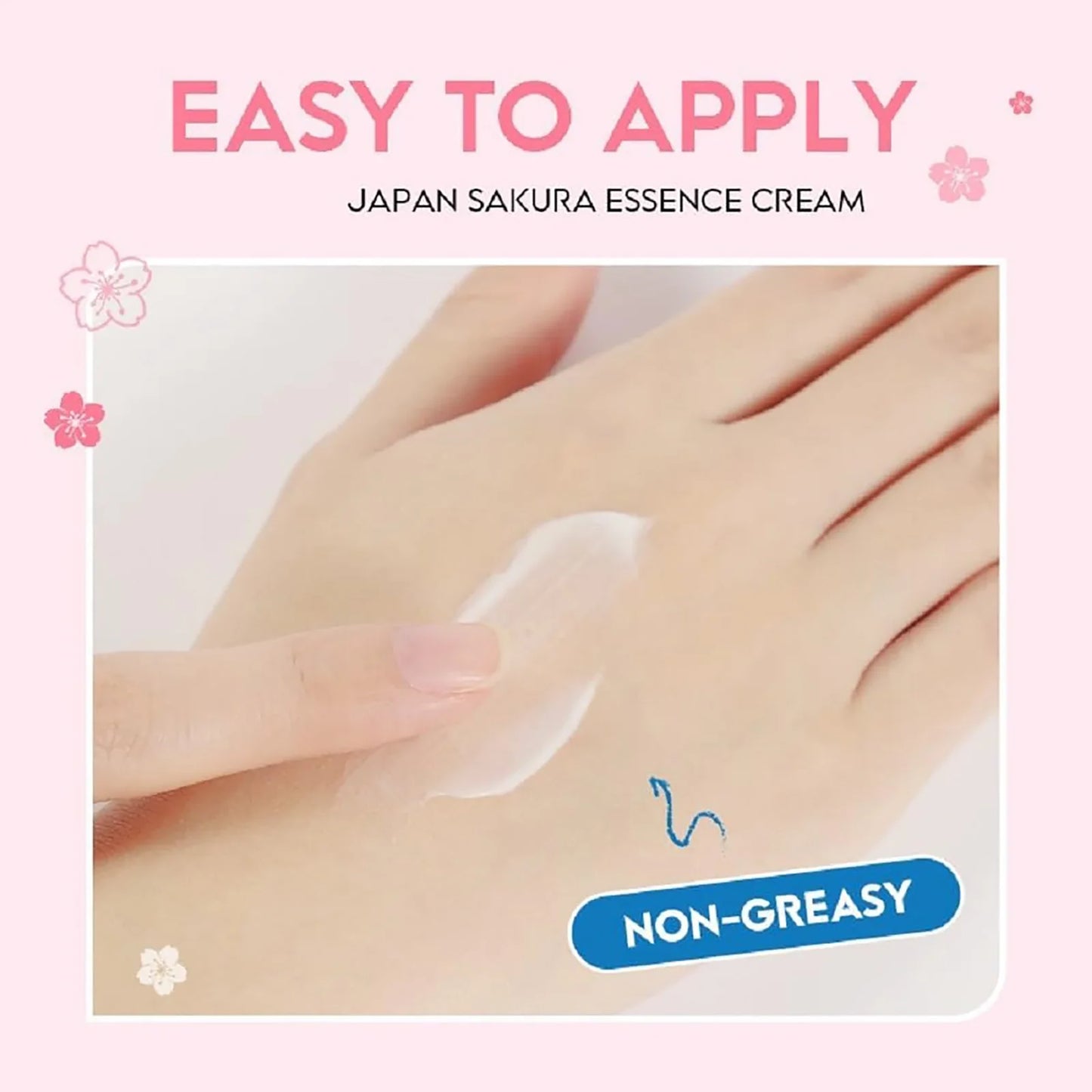 Japan Sakura Essence Cream with Hyaluronic Acid, designed to brighten and hydrate your skin. Perfect for a natural tone-up and youthful glow.