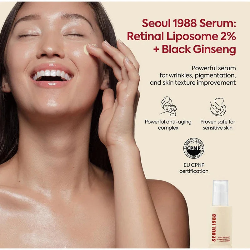 Korean 1988 Retinol Face Serum – Black Ginseng, Niacinamide, Vitamin C, Anti-Aging & Moisturizing