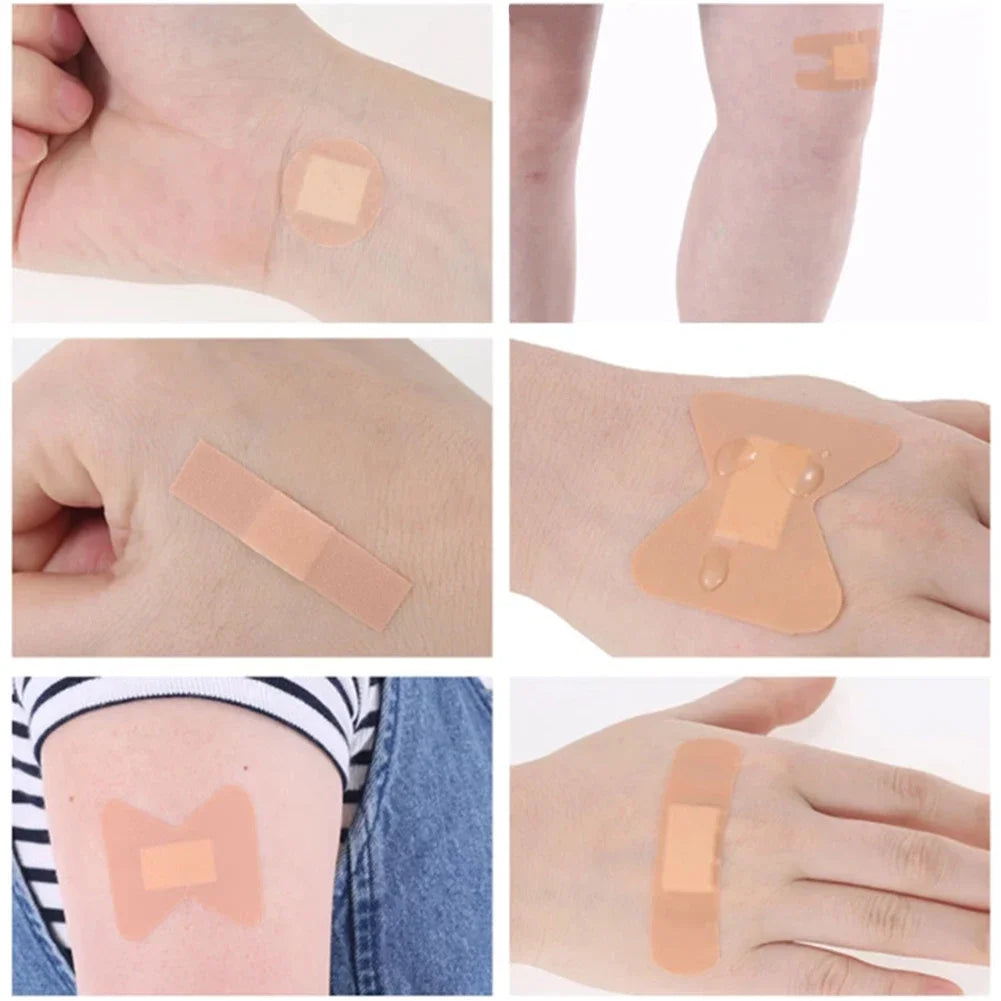 100pcs Variety Shapes Waterproof Bandage Breathable First Band Aid Wound Dressing Medical Tape Wound Plaster Bandaids Pansement