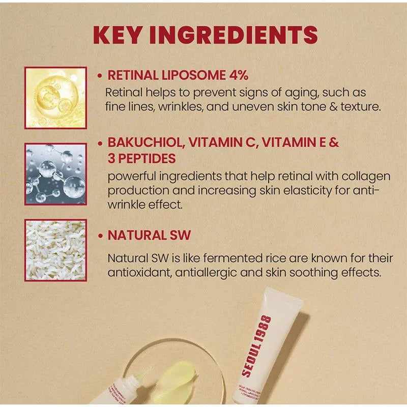 Korean 1988 Retinol Face Serum – Black Ginseng, Niacinamide, Vitamin C, Anti-Aging & Moisturizing