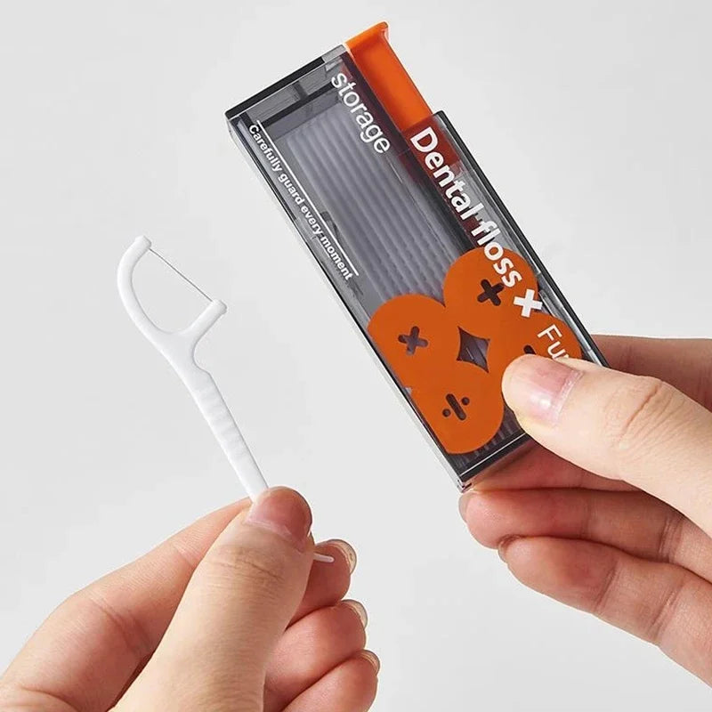 Portable Floss Dispenser with 10 Disposable Floss Sticks - Oral Care Organizer