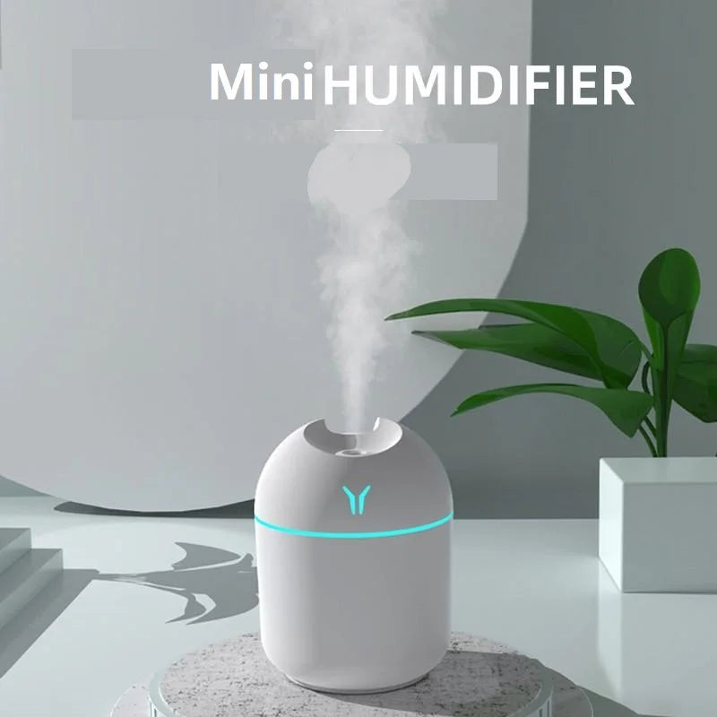 250ML USB Mini Air Humidifier & Aroma Essential Oil Diffuser – Ultrasonic, Mute Mist Maker with LED Color Lamp for Home & Car