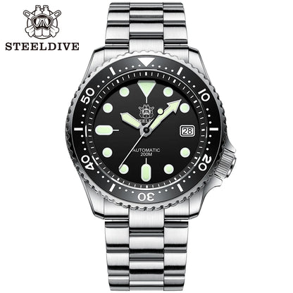 Steeldive SD1996 Men's Dive Watch – 41mm Automatic NH35 Mechanical Diver Watch with Bracelet