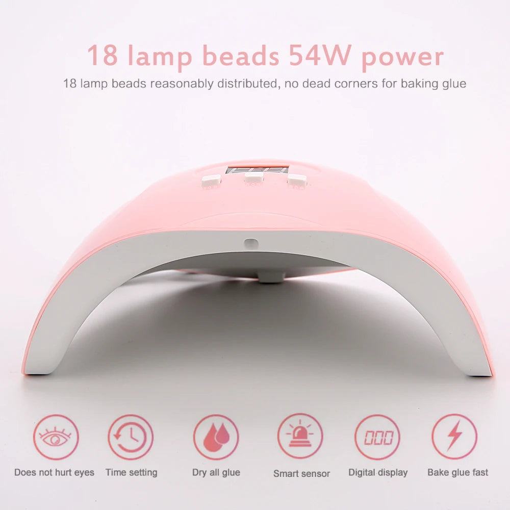 54W 18 LED Lights Dryer UV Light for Gel Nails Ultraviolet Lamp Lamps Manicure Nail Tools Professional Material Dry Heat Machine