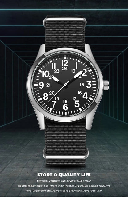 Field Watch with Steel Band – Easy Reading Dial and Japan Movement