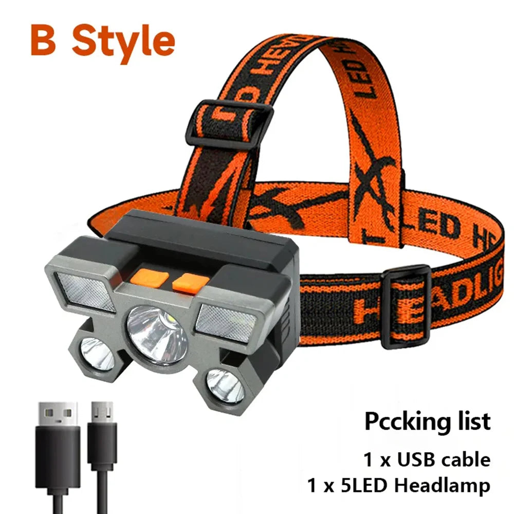 Rechargeable 5-LED Headlamp for Camping, Fishing & Adventures