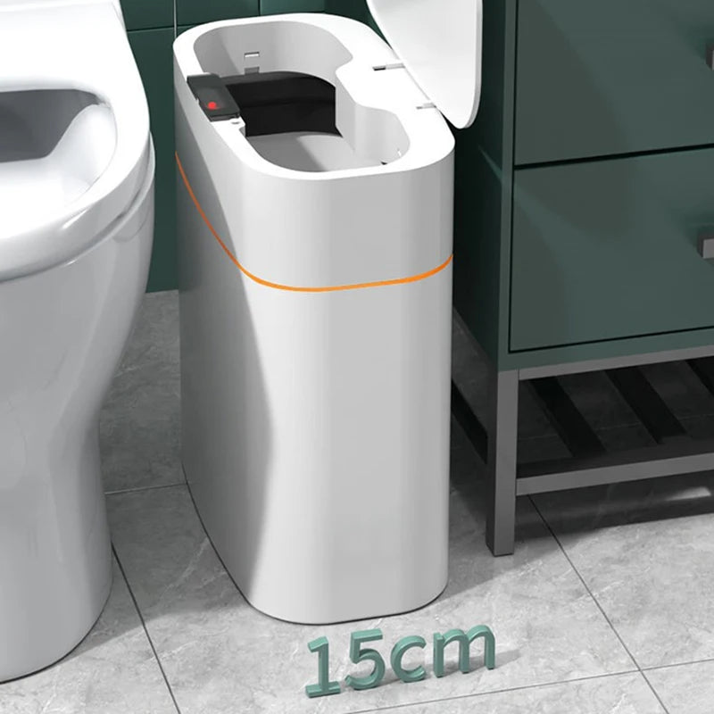 Smart Trash Bin. High-Tech Waterproof Bathroom Trash can with Lid with  13/16L