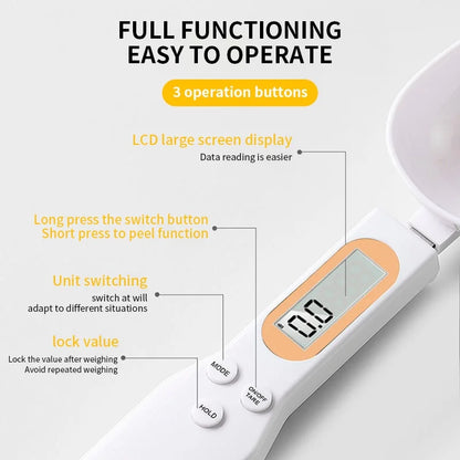 Mini Digital Kitchen Scale with Spoon – LCD Food Scale, 0.1-500g for Cooking & Baking