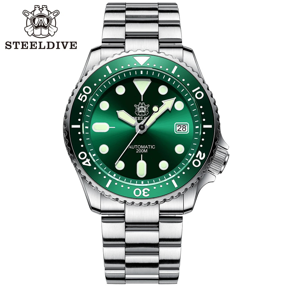 Steeldive SD1996 Men's Dive Watch – 41mm Automatic NH35 Mechanical Diver Watch with Bracelet