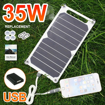 35W Sunpower Portable Solar Panel with USB - 5V Charger for Power Bank, Phone, Camping & RV