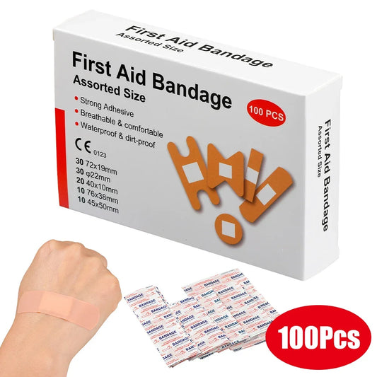 100pcs Variety Shapes Waterproof Bandage Breathable First Band Aid Wound Dressing Medical Tape Wound Plaster Bandaids Pansement