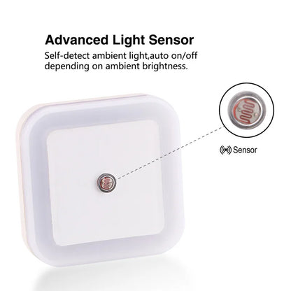 Wireless LED Night Light with Sensor - EU/US Plug for Bedroom, Child’s Room & Living Room