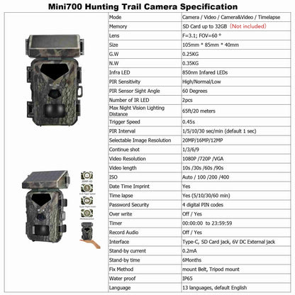 1080P Waterproof IP65 Wildlife Camera with 0.45s Trigger Speed – 2.0 in Outdoor Hunting & Surveillance Camera