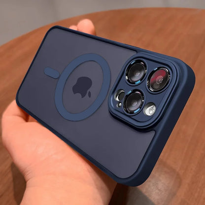 Luxury Matte Armor Magnetic Wireless Charging Case for iPhone 11-16 Pro Max