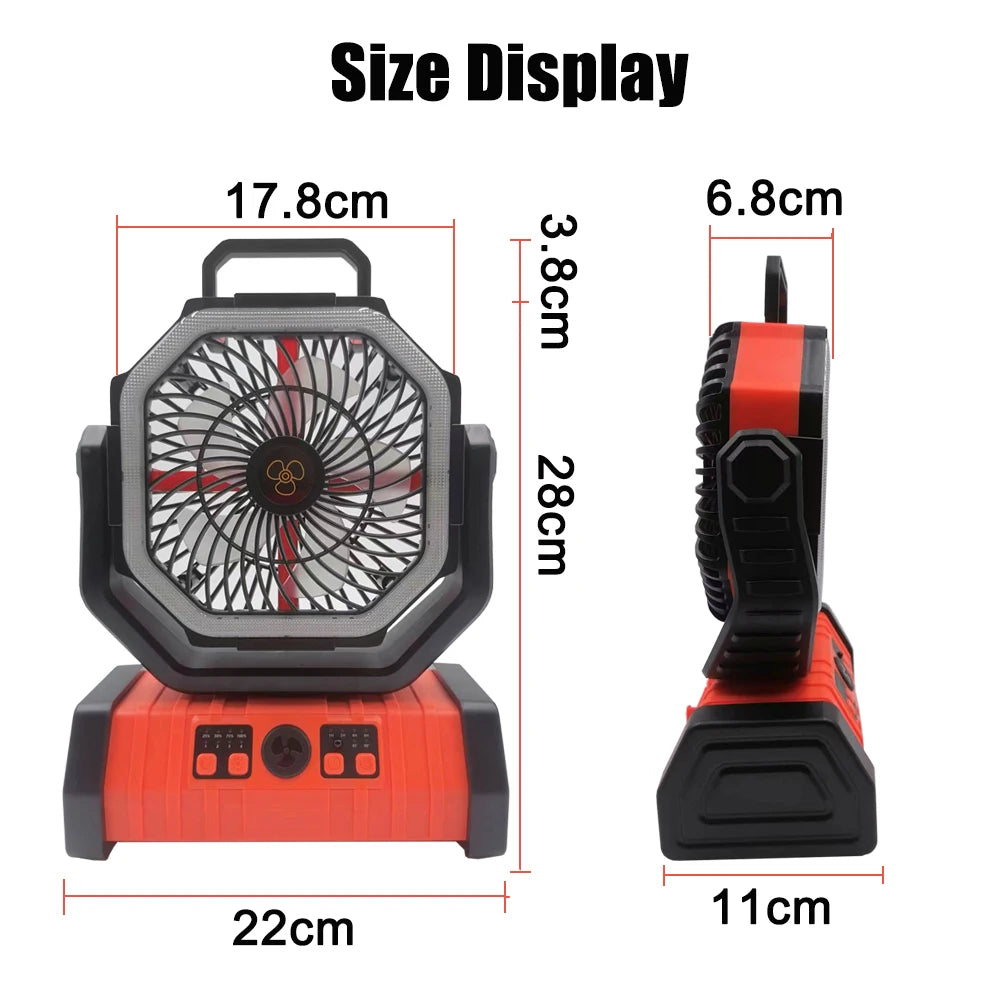 30000mAh Portable Electric LED Fan Light Outdoor 20000mAh camping with hook USB charging for Hiking Fishing Picnic Emergency