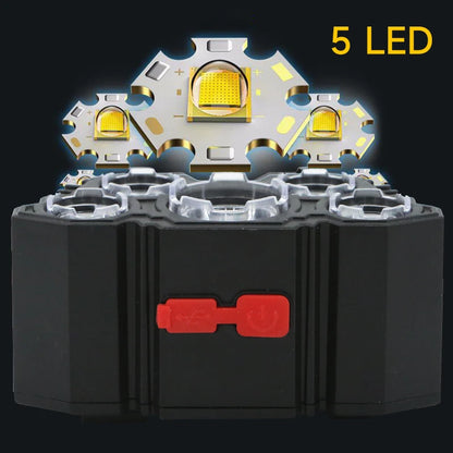 Rechargeable 5-LED Headlamp for Camping, Fishing & Adventures