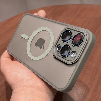 Luxury Matte Armor Magnetic Wireless Charging Case for iPhone 11-16 Pro Max