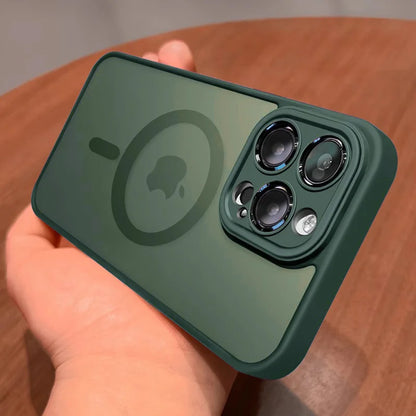 Luxury Matte Armor Magnetic Wireless Charging Case for iPhone 11-16 Pro Max