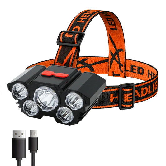 Rechargeable 5-LED Headlamp for Camping, Fishing & Adventures