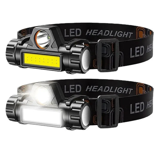 Rechargeable COB LED USB Headlamp with Magnetic Mount - Waterproof & Super Bright for Outdoors
