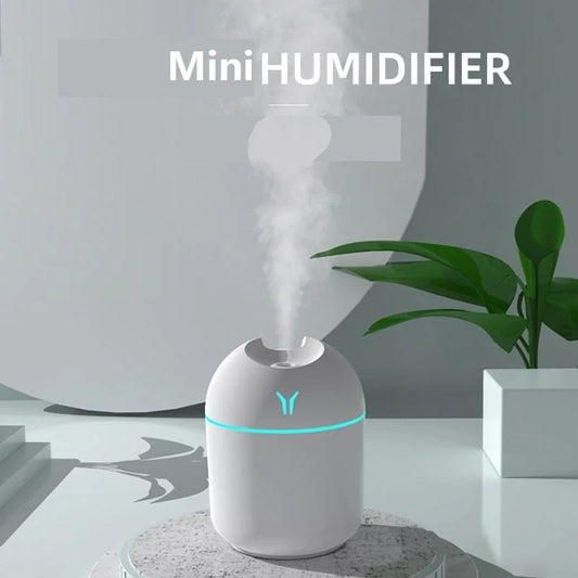 250ML USB Mini Air Humidifier & Aroma Essential Oil Diffuser – Ultrasonic, Mute Mist Maker with LED Color Lamp for Home & Car